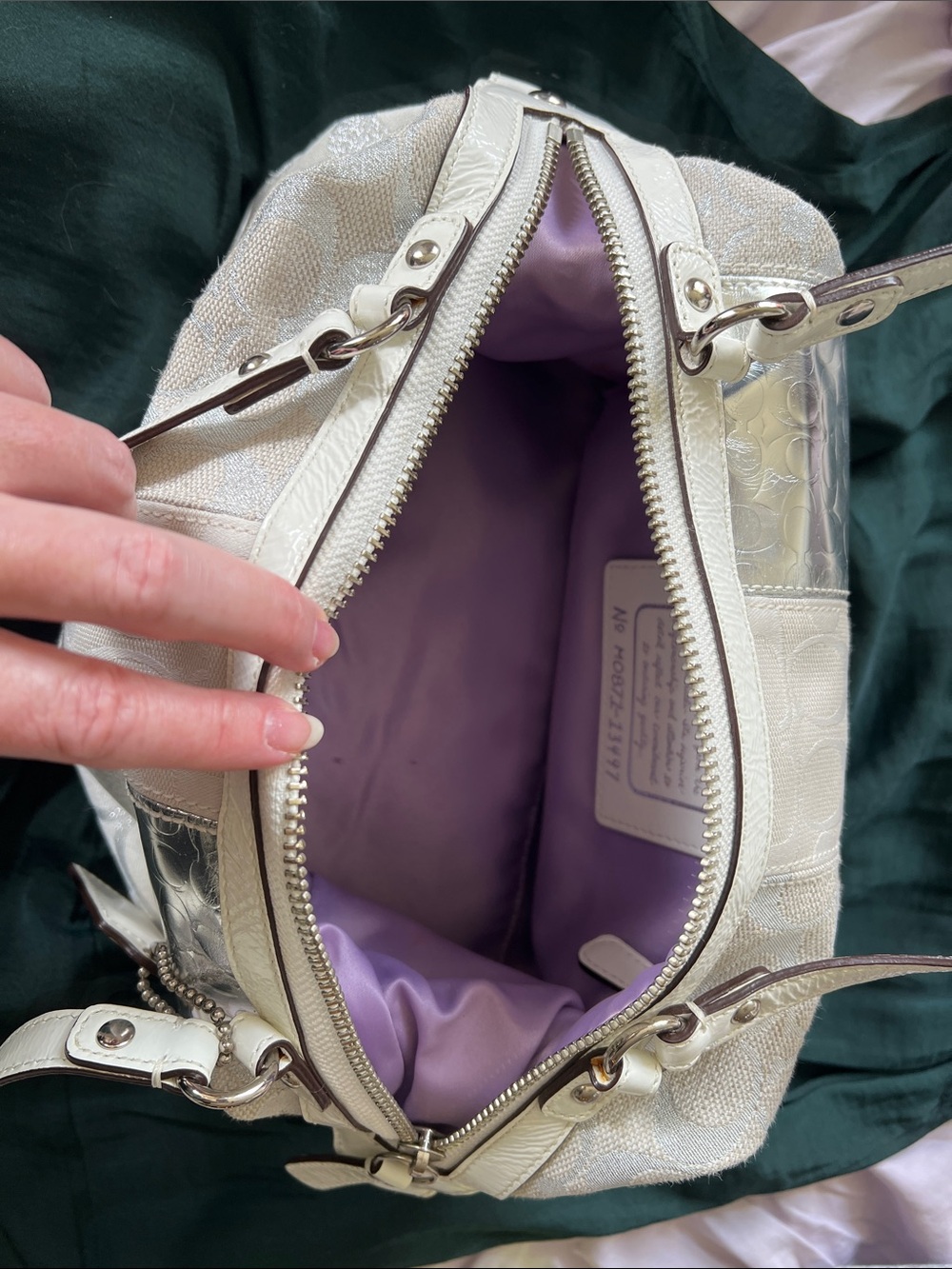 Coach Stunning White & Silver Signature Satchel - Picture 14 of 15